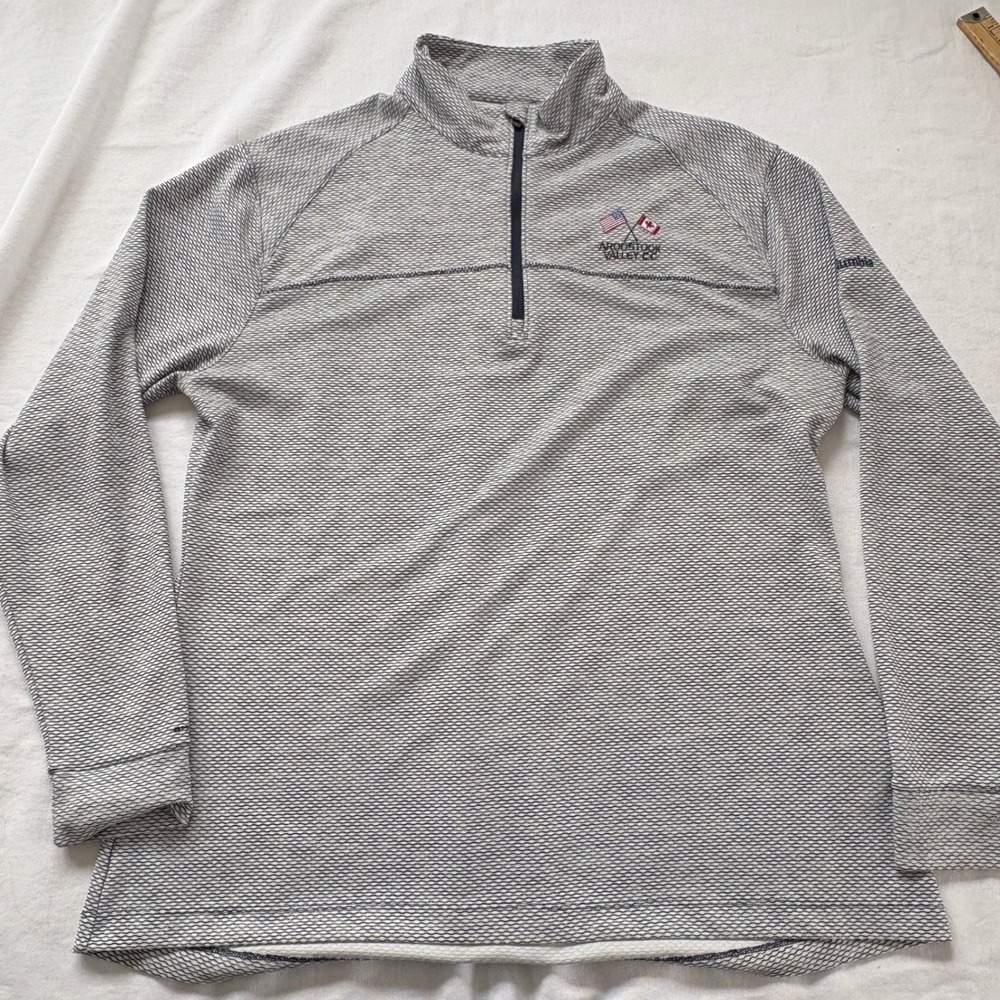 Columbia Golf Mens XL Gray Honeycomb Textured Quarter Zip Pullover Aroostook CC